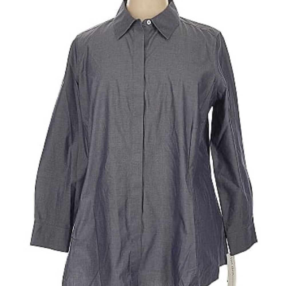 Foxcroft Charcoal Button-Up Blouse